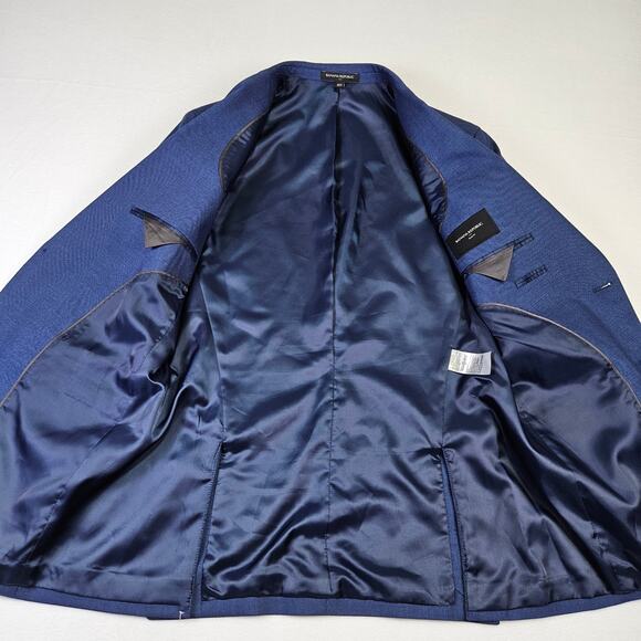 Banana Republic Mens Sharkskin Blazer Slim Fit Jacket 40R Navy Blue Stretch NEW - Picture 7 of 14